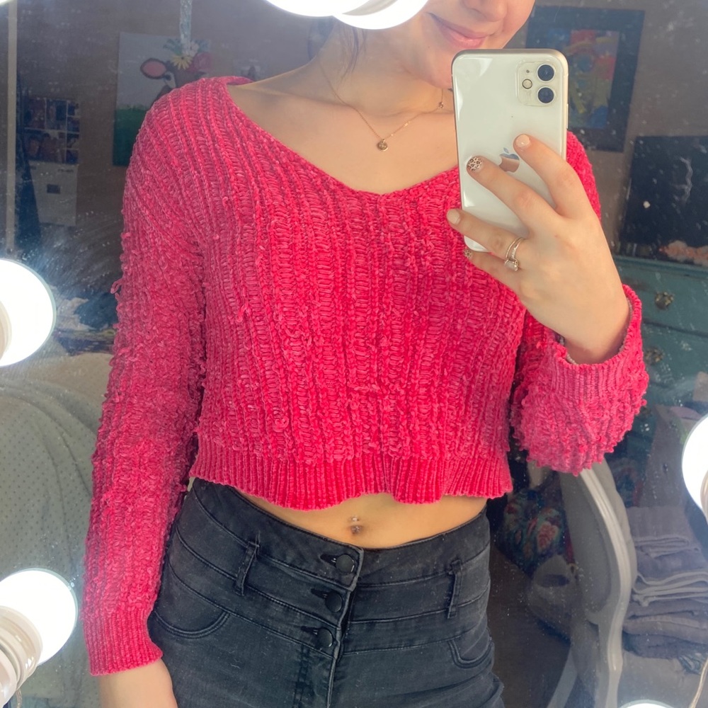 Hot Pink Cropped Sweater